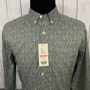 Dockers Men's Large Green Floral Wrinkle Free Long Sleeve Button-Front Shirt NWT